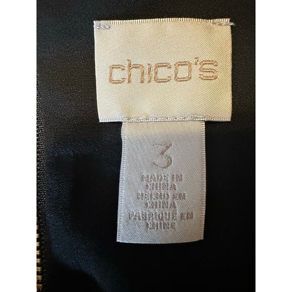 Chico's Size 3 US 16 Peek-A-Boo Cold-Shoulder Black Short Sleeve Top Blouse - Picture 6 of 7